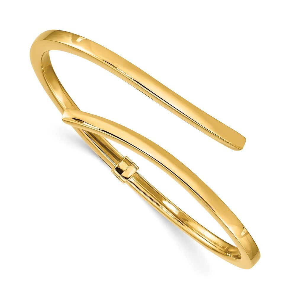 Kazi Luxury Sterling Silver Gold-tone Polished Bypass Hinged Bangle